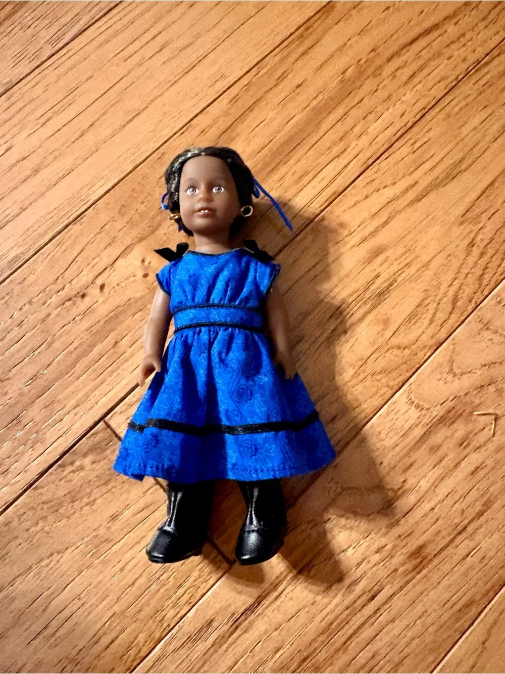 Mini American Girl Addy Walker Doll 6” with Blue Dress & Black Boots